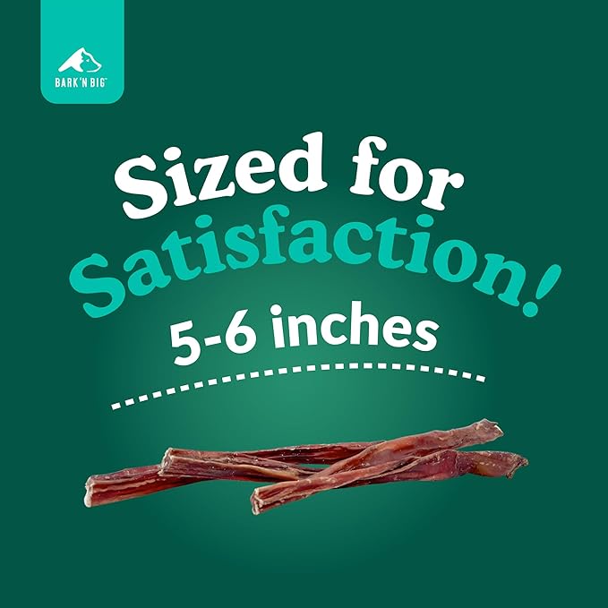 BARK'N BIG USA Beef Steer Sticks for Dogs 5-6 Inch Mini Bully Sticks - Natural Single Ingredient Dog Chews for Small Dogs & Puppies - Made in USA - 15 Count