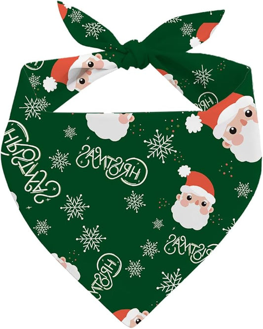 Christmas Dog Bandanas, Dog Bandanas, Santa Christmas Decor Dogs Bandana, Green Xmas Bandana for Small Medium Dogs, Pet Triangle Scarf