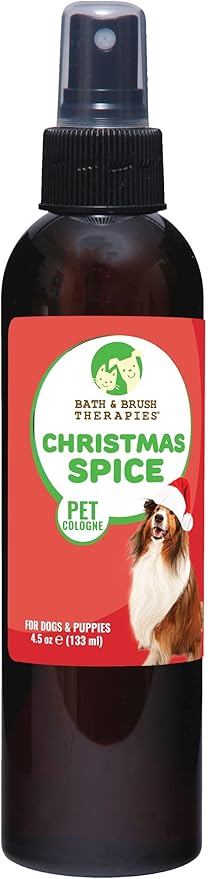 Showseason Animal Products Bath & Brush Therapies® Christmas Spice Pet Cologne 4.5 oz For Dogs | Long-Lasting Odor Eliminator | Cruelty-Free | Paraben-Free | Biodegradable | Made in USA