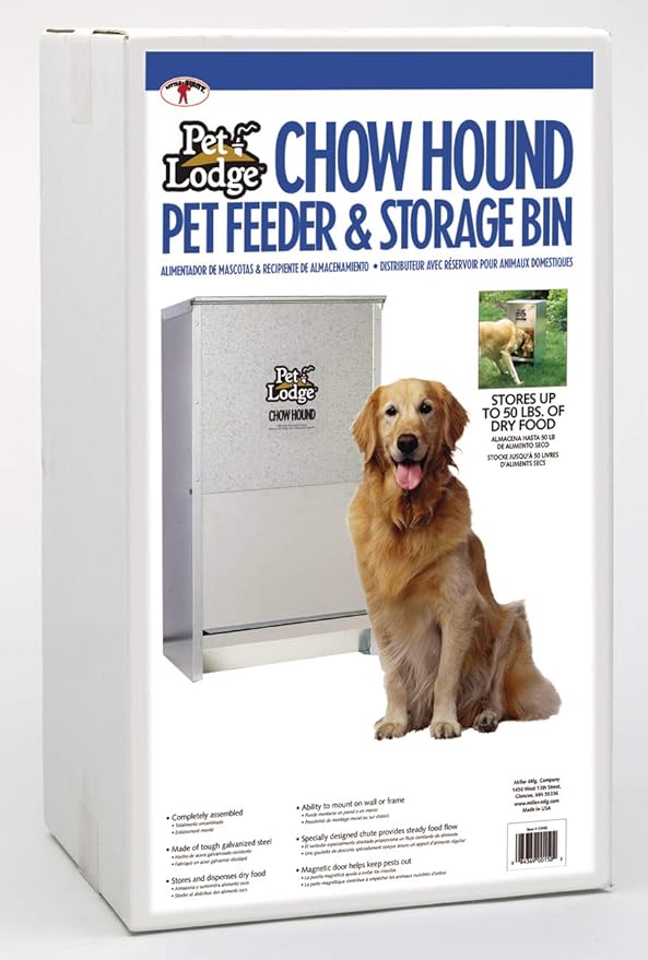 Pet Lodge® Automatic Dog Feeder | Chow Hound Outdoor Pet Feeder for Large Dogs | Tough Galvanized Steel | Made in USA | 50 Pound