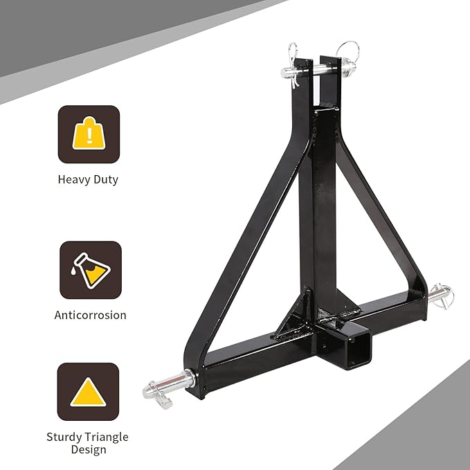 7BLACKSMITH 3 Point 2" Receiver Trailer Hitch Category 1 Tractor Tow Drawbar Adapter for BX Kubota, John Deere, LM25H WLM Tractor, NorTrac, Kioti, Yanmar, Cat