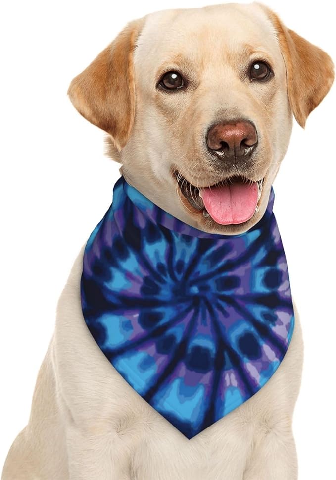 Tie Dye Blue Purple Dog Bandana Scarf Triangle Bibs Pet Accessories Cat Kerchief