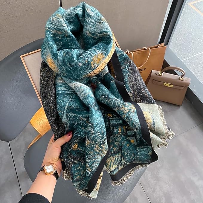 Jeelow Womens Pashmina Shawl Wrap Scarf - Elegant Dressy Evening Poncho Cape for Formal and Wedding Outfits