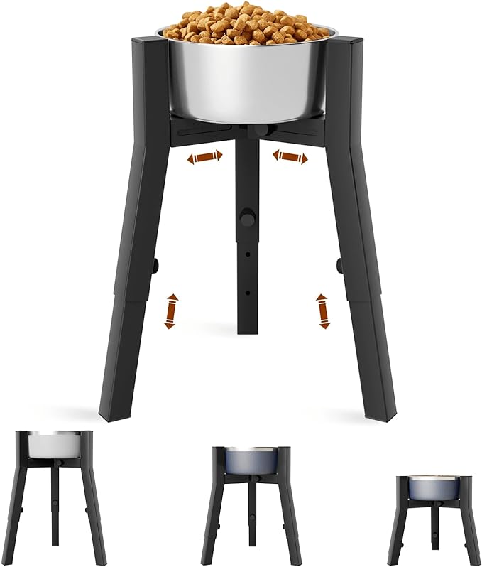 Dog Bowl Stand for Large Dogs, Adjustable Width & Height, Tall Elevated Dog Food Water, Bowl Not Included