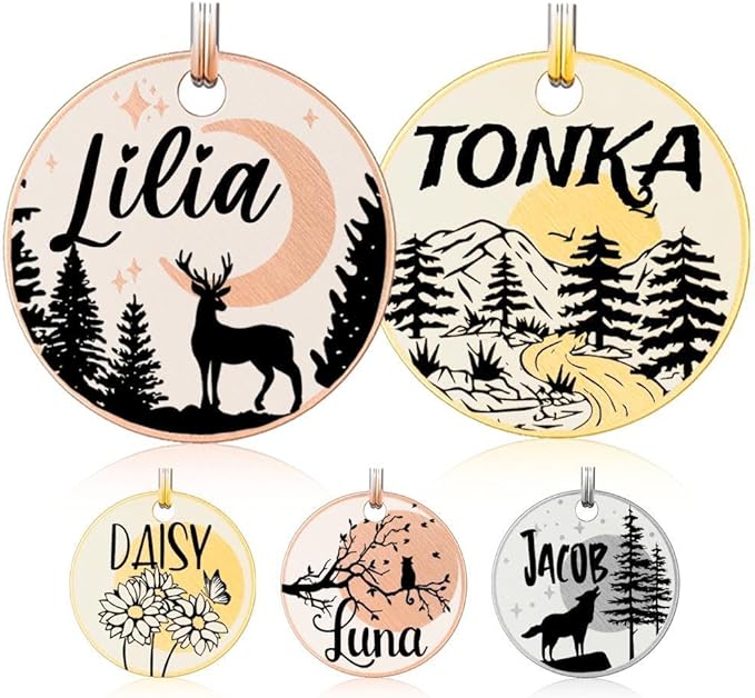 Double Colors Personalized Dog Tag, Custom Dog ID Tags Engraved for Pets, Double Sided Deep Engraved pet tag, Cute Cat Name Tag, Unique Cat & Dog Collar Charm