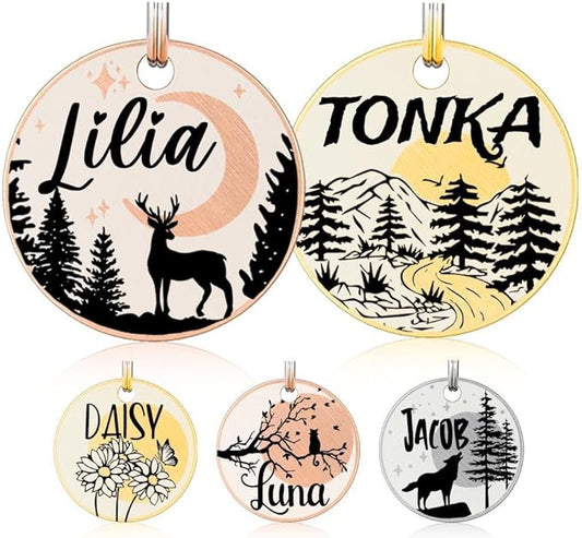 Double Colors Personalized Dog Tag, Custom Dog ID Tags Engraved for Pets, Double Sided Deep Engraved pet tag, Cute Cat Name Tag, Unique Cat & Dog Collar Charm