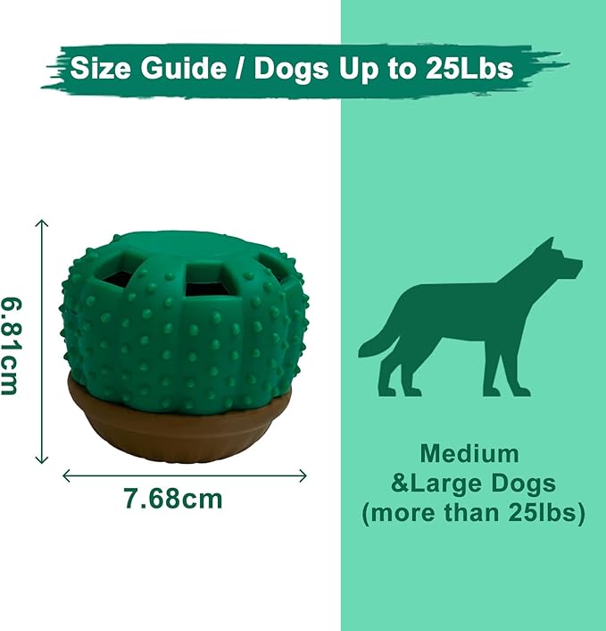 Cactus Dog Chew Toys - Interactive Dog Toy to Keep Them Busy, Tough Chew Toys for Dogs, Leakable Slow Feeder Dog Toy Ball for Medium and Large Dogs 25-75 lbs