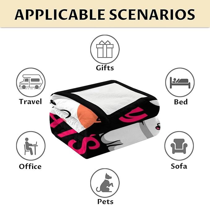 Cat Blanket Gifts - 60"x80" Cute Throw Blanket for Adults Kids - Pink Soft Plush Throws for Bed, Couch & Travel