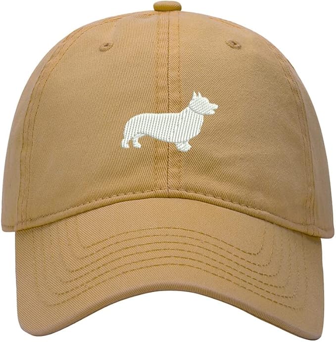 Baseball Cap Men Corgi Dog Embroidered Washed Cotton Dog Hat Baseball Caps