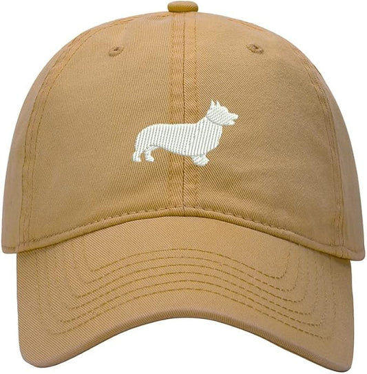 Baseball Cap Men Corgi Dog Embroidered Washed Cotton Dog Hat Baseball Caps