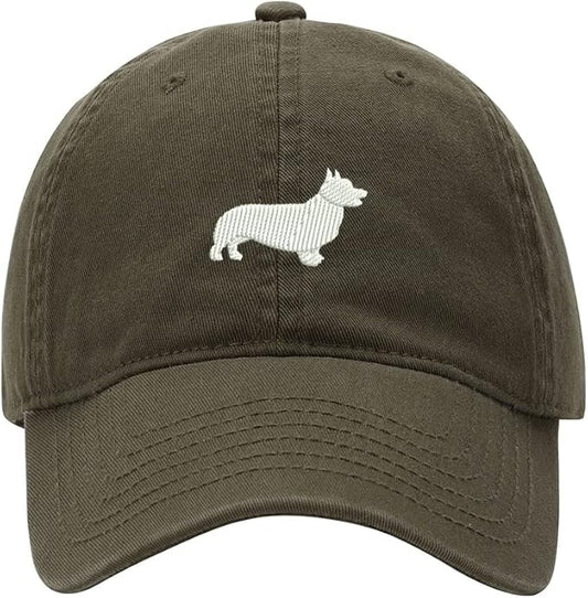Baseball Cap Men Corgi Dog Embroidered Washed Cotton Dog Hat Baseball Caps