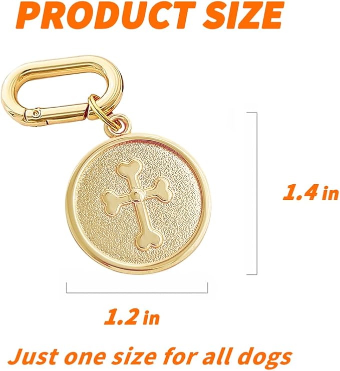Dogs ID Tags Personalized Double Sided Deep Engraved Cat & Dog Collar Charm Round Shape Frosting Process Silver/Gold Plated