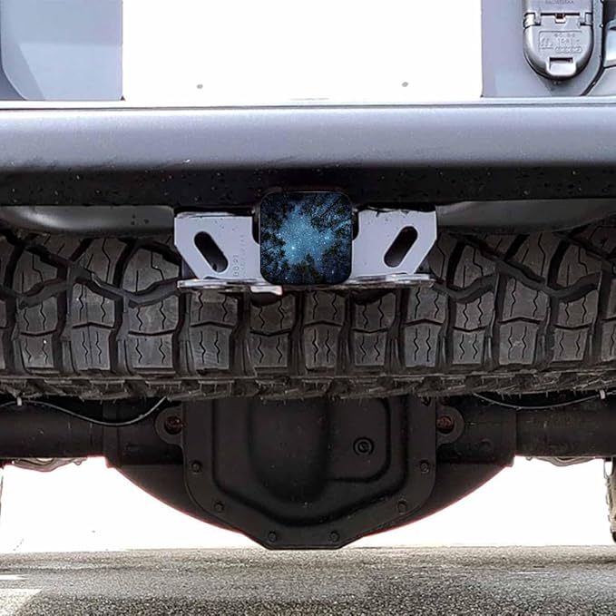 Rubber Hitch Tube Cover Night Sky, Cosmos Milky Way Jungle Trees Forest Standard 2" Trailer Hitch Receiver Covers for Man Woman, Tow Hitch Covers for Pickups Trucks Cars