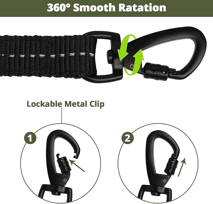 Long Dog Leash 15 FT: Heavy Duty Nylon Rope Leashes for Dogs Training with Reflective Threads Bungee and Padded Handle - Dog Lead for Large Small Medium Dogs Outside Walking Hiking