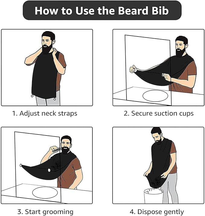 Waterproof Grooming Apron, Non-Stick Beard Bib with Suction Cups, for Cheetah Skin Rainbow Leopard Print