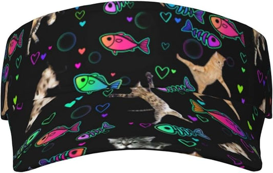 Cute Cat Sport Sun Visor Hats Cute Animal Sun Hat Empty Top Baseball Cap for Outdoor Cat Baseball Hats Cap