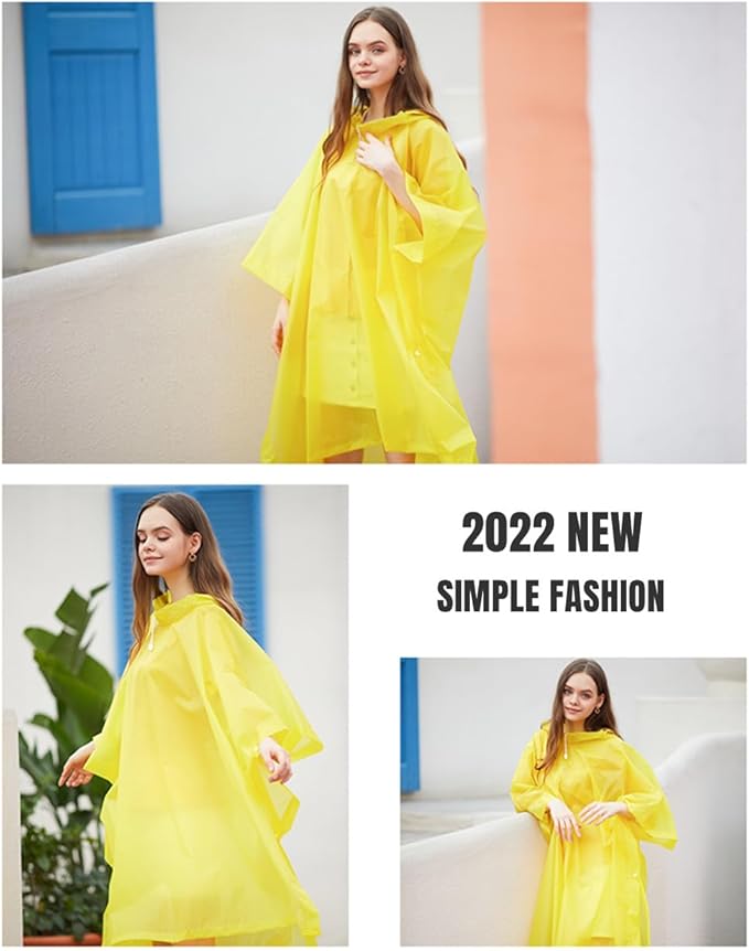 Rain Poncho Raincoats for Adults Reusable - 2-5 Pack EVA Waterproof Rain Coat with Hood, Rain Gear for Women Men
