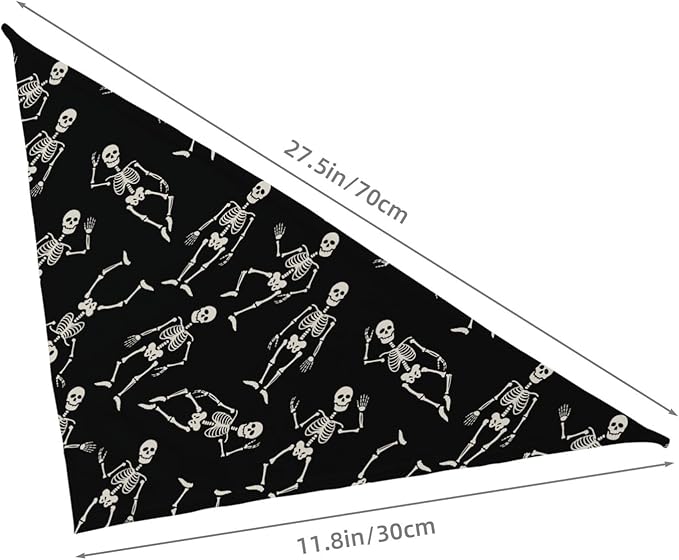 Dancing Skeletons Black Skull Dog Bandana Scarf Triangle Bibs Pet Accessories Cat Kerchief