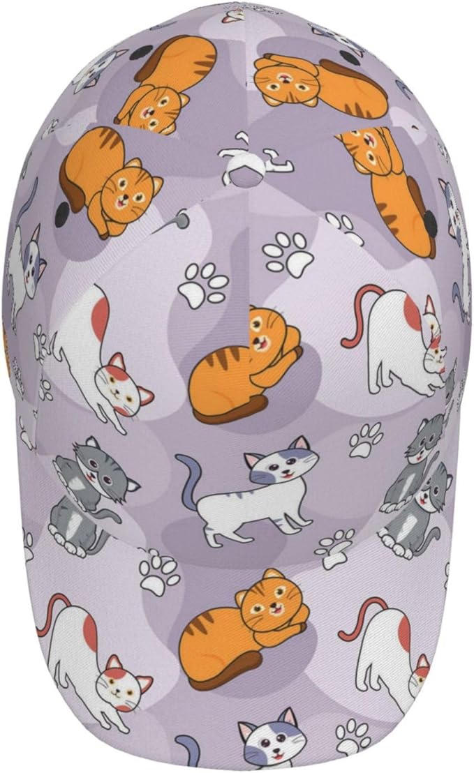 Cute Funny Cat Baseball Cap for Women Men Adjustable Animal Cat Snapback Baseball Hats