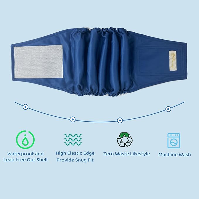 Reusable Dog Diapers Male High Absorbing Belly Band for Male Dogs Washable Belly Bands for Male Dogs 5 Pack (XL, 18” - 21” Waist)