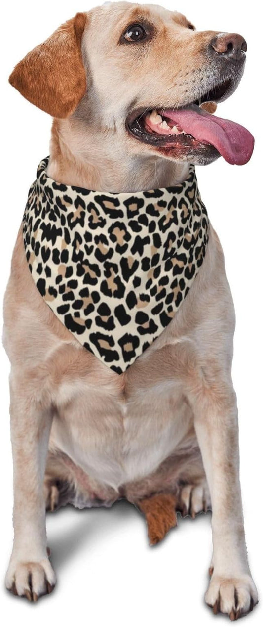 Leopard Print Dog Bandana,Soft Comfortable Pet Triangle Bibs Scarf for Puppy Cats Dogs, Cute Leopard Designs Washable Kerchief Scarf for Dog Lovers (Black)