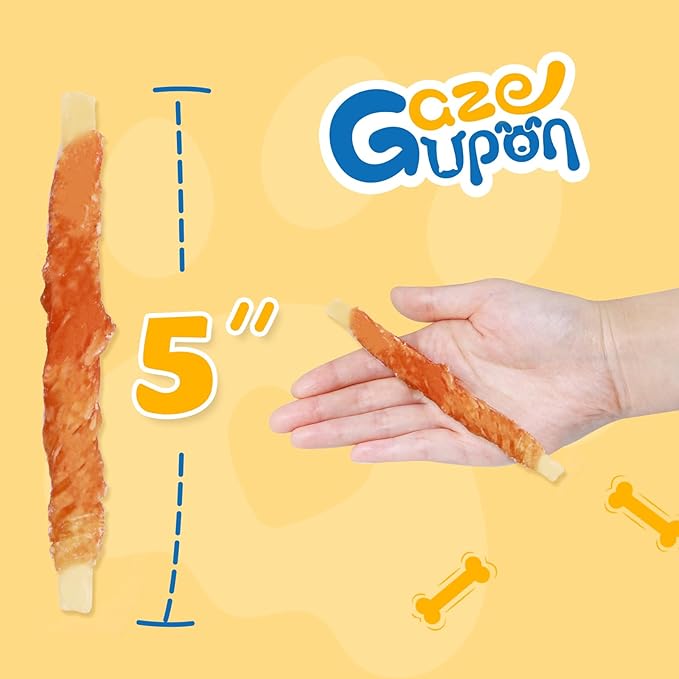 Gazeupon Soft Dog Treats, Healthy Training Treats for Dogs, Rawhide Free Snacks for Small Dogs, Chicken Wrapped Cod Sticks w/Glucosamine Chondroitin