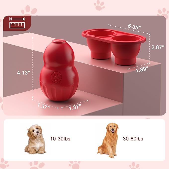 VIWIK Frozen Treat Dispensing Dog Toy for Medium Small Dogs, Interactive Dog Puzzle Toys for Boredom, Cognitive Dog Enrichment Toys, Freezable Fillable Rubber,Reduces Anxiety Red