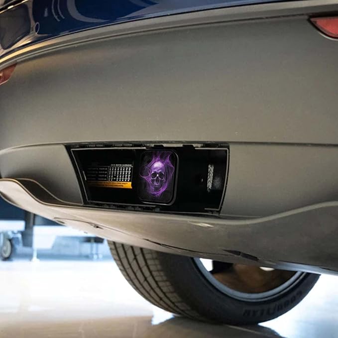 Swono Purple Skull Rubber Hitch Covers Halloween Sugar Skull Smoke Black Trailer Hitch Tube Cover,Hitch Covers Plug Cap Compatible with Most Auto Cars Trucks for 2 Inch Receivers