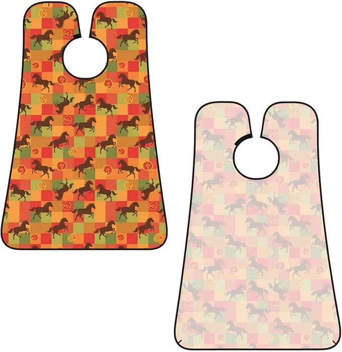 Waterproof Beard Grooming Bib, Horse Red Plaid Shave Bib, Non-Stick Hair Catcher for Shaving Trimming, Apron Essential for Men Dad