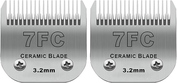 2 Pack Detachable Pet Dog Grooming Clipper Ceramic Blades,Compatible with Andis Size-7FC Cut Length 1/8"(3.2mm),Compatible with Oster A5 Wahl KM10 Series Clippers