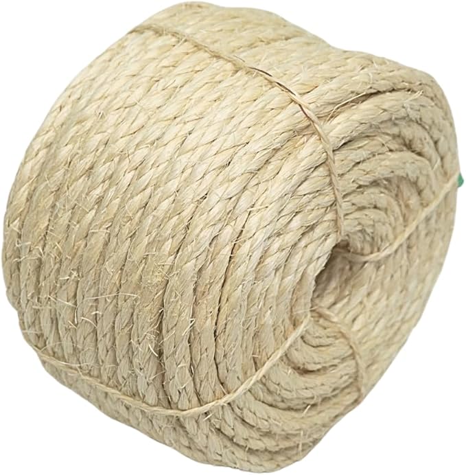 Premium Brazilian Sisal Rope, Natural Fiber 100% Sisal, Ultra Durable, Chemical-Free, Ideal for DIY, Cats, Scratching Post Replacement, Home Decor, Garden, Crafting (3/8” 100 ft / 9.5mm 30m)