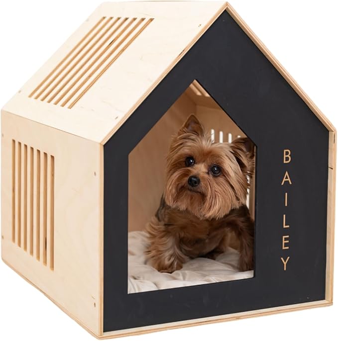 Enjoy The Wood Dog Furniture Crate - Wooden Dog Crates for Small & Medium Dogs - Personalized Housewarming Gift for Pet Owner