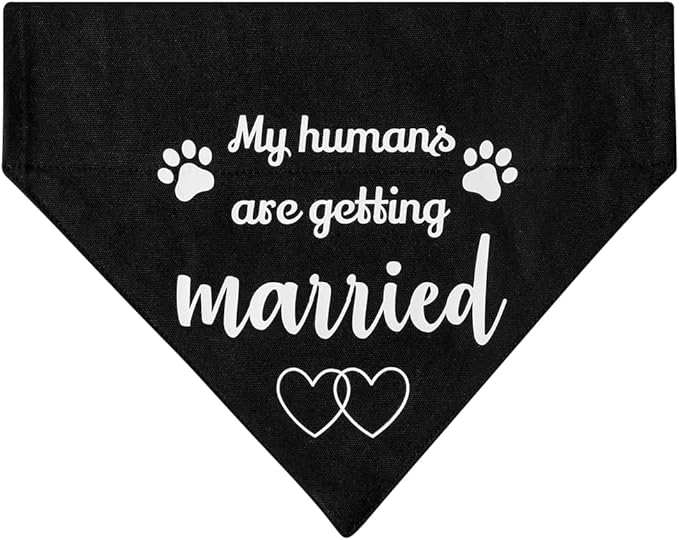 My Humans are Getting Married Dog Wedding Bandana Collar, Adjustable Engagement Pet Bandana with Quick Release Buckle & D-Ring for Dogs & Cats