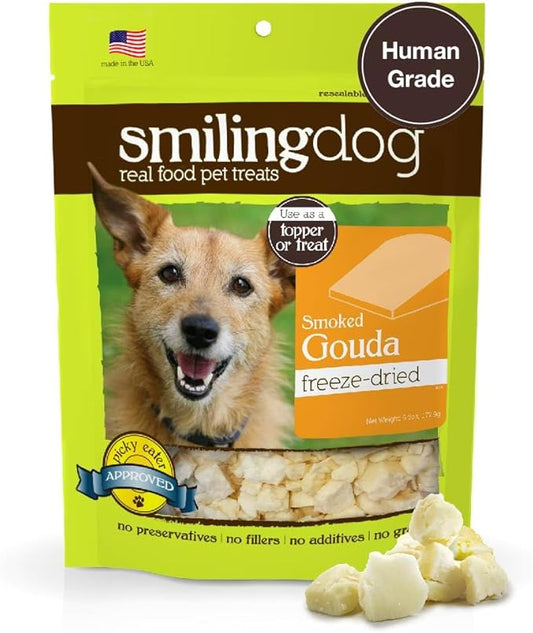 Herbsmith Smiling Dog Treats – Freeze Dried Smoked Gouda – 100% Real Wisconsin Cheese – Single Ingredient – Human Grade – Made in USA – 9.6 oz