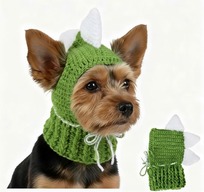 Dinosaur Costume Pet Crochet Cute Hat Cotton Soft Knitted Hats for Cats Kitten Puppy Pets Winter Costume