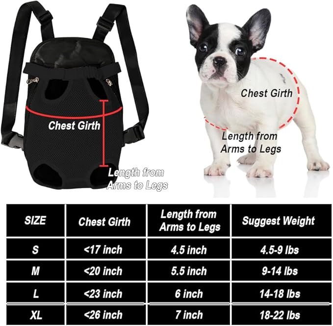 FEimaX Dog Carrier Backpack Pet Legs Out Front Cat Travel Bag, Adjustable Puppy Backpacks Carriers Hands-Free for Small Medium Dogs Cats Hiking Traveling Camping Daily Walking