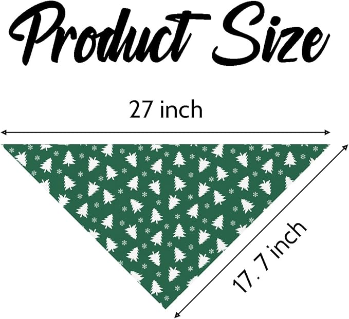 Dog Bandanas, Christmas Dog Bandanas, Christmas Tree Decor Dogs Bandana, Green Xmas Bandana for Small Medium Dogs, Pet Triangle Scarf