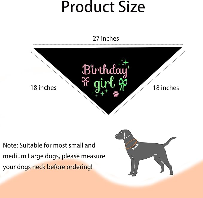 Dog Birthday Bandana Girl, Triangle Dogs Bandanas Dog Party Supplies Pink Girls Birthdays Gift Plaid Bibs Scarf Adjustable Accessories for Small Medium Large Puppy Pet