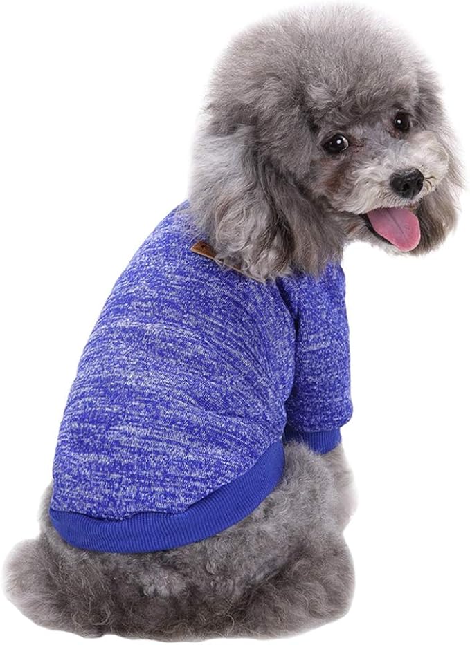 Jecikelon Dog Clothes Dogs Sweater Soft Puppies Clothing Winter Puppy Sweaters Warm Outfit for Dogs Small XXS XS Cat Apparel (Medium, Dark Blue)