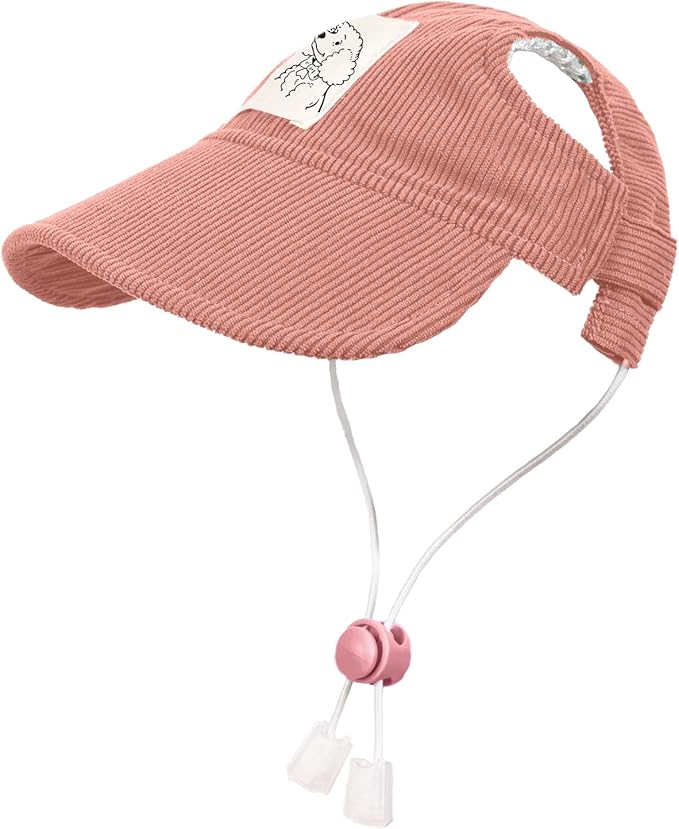 Pet Dog Baseball Cap, Cat Hat, Cat Dog Sun Cap with Ear Holes, Adjustable Puppy Outdoor Sun Hat (Pink, Small)