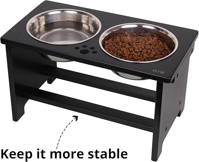 HTB Elevated Dog Bowls,Raised Dog Bowl Stand with 2 Stainless Steel Bowls,Elevated Raised Dog Bowls for Large Medium Small Sized Dogs