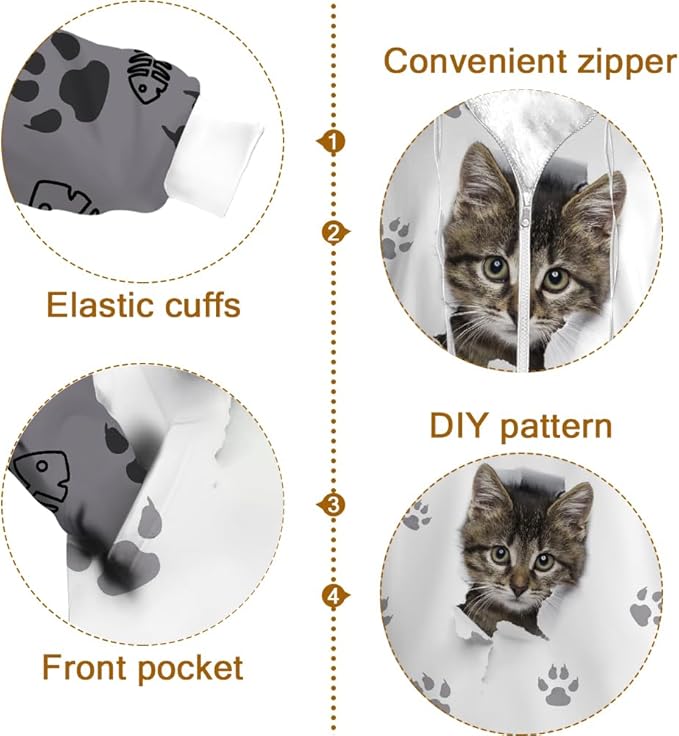 Cat Jacket for Men Women Paw Coat Hoodied Sweatshirts Zip Up Hoodies