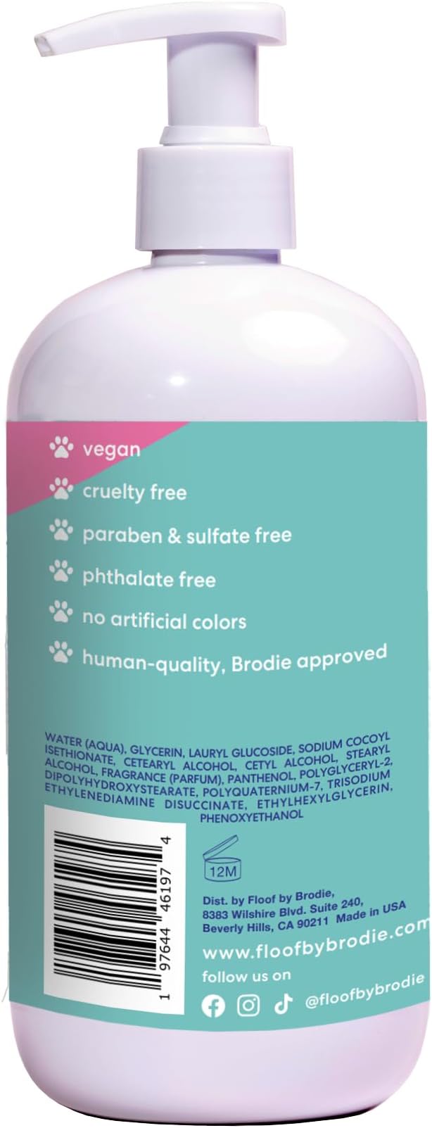 Floof by Brodie Everydog Nourishing Dog and Cat Conditioner for All Coat Types, Moisturizing and Detangling with Aloe, Oat Milk, Plant Based Emolients for Shiny Soft Smooth Coat (16 oz)