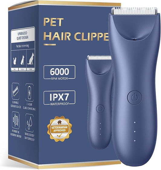 Handy Dog Cat Clippers - Professional Cordless Grooming Tools - Low Noise Pet Hair Trimmer Kit, TS032, Blue