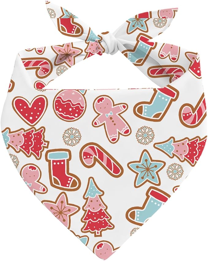 Christmas Dog Bandanas, Dog Bandanas, Color Christmas Elements Decor Dogs Bandana, Xmas Bandana for Small Medium Dogs, Pet Triangle Scarf