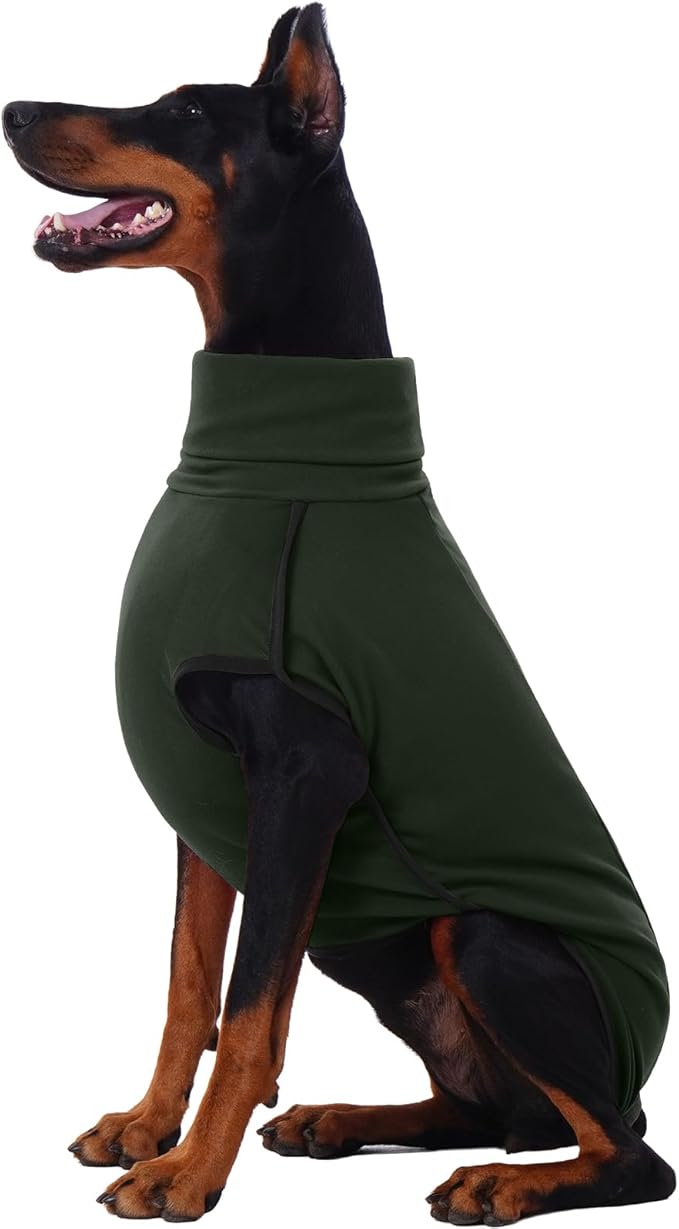 ROZKITCH Dog Winter Coat Soft Pullover Pajamas, Pet Windproof Warm Cold Weather Jacket Vest Cozy Jumpsuit Apparel Outfit Clothes for Walking Hiking Travel Sleep Green 2XL