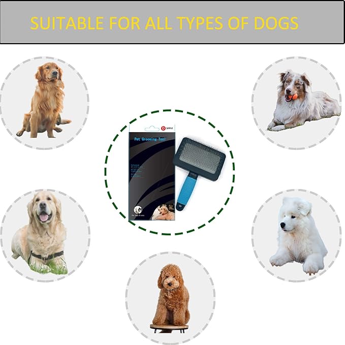 Extra Long Universal Pins Slicker with rubberized Handle,Big Dog Slicker Brush,Extra Long Pin Slicker Brush for Dog Pet Grooming Pins and Deshedding, Groom Like a Professional25mm(1")