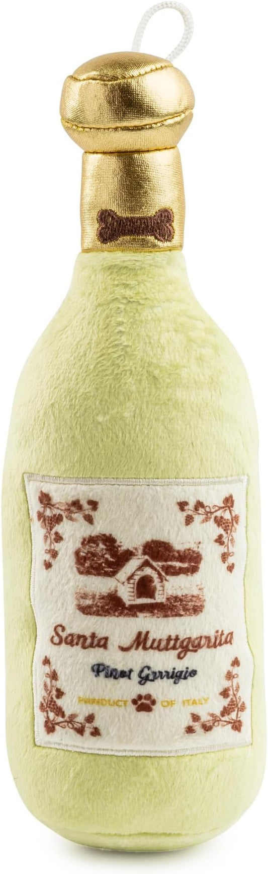 Haute Diggity Dog Santa Muttgarita Pinot Grrrigio Plush Dog Toy for Small, Medium & Large Dogs, Interactive Funny Parody Squeaky Toys, Soft, Durable, Machine-Washable & Safe Birthday Gift for Dogs