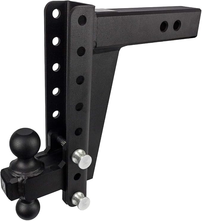 BulletProof Hitches - 2.5" Adjustable Heavy Duty Trailer Hitch (22,000 lb. Rating) - 10" Drop/Rise Trailer Hitch with 2" & 2-5/16" Dual Ball - Powder Coat, Solid Steel, Corrosion-Resistant