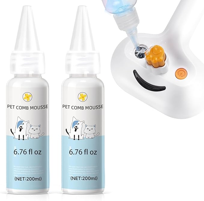 Pet Steam Brush Spray Refill for Dogs & Cats – Concentrated Waterless Shampoo, 3-in-1 Pet Comb Leave-in Serum, Self Cleaning Pet Brush for Shedding & Hair Removal, 2*Shampoo(Steam Brush Not Included)